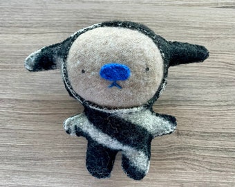 Striped Foo - handmade recycled sweater plushie