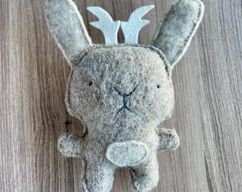 Jackalope - Recycled Upcycled Handmade Cashmere Sweater Plush Toy