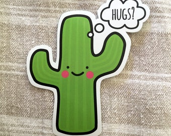 Kawaii Saguaro Cactus Hugs Vinyl Sticker