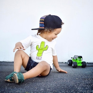 Natural Cactus Hug Baby Toddler Kid T-Shirt, Children's Graphic Tee, Kawaii, Cute, Funny Organic Triblend image 1