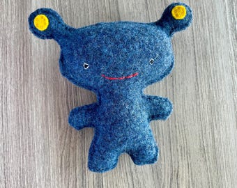 Blue Alien - Recycled Wool Sweater Plush Toy