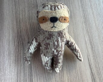 Brown Sloth - Upcycled Recycled Wool Sweater Handmade Softie Plush Sighfoo Toy