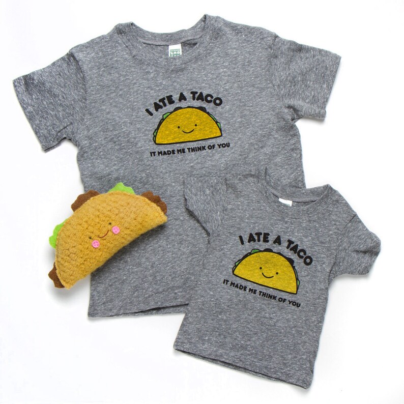 Heather Gray Taco Baby Toddler Kid Tshirt, Children's Graphic Tee, Unisex, Kawaii Cute, Funny, Ecofriendly, Taco Tuesday Organic Shirt image 4