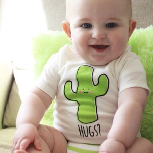 Natural Cactus Hug Baby Toddler Kid T-Shirt, Children's Graphic Tee, Kawaii, Cute, Funny Organic Triblend image 3