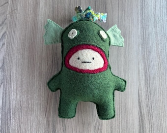 Swamp Creature Plushie: Recycled Wool Weird Doll Toy