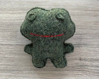 Dark Green Toad - Recycled Wool Sweater Plush Toy