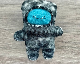 Handmade Bigfoot Plush: Recycled Wool Sweater Monster Doll