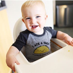 Taco Baby Toddler Kid Black and Heather Gray 3/4 sleeve Raglan image 3