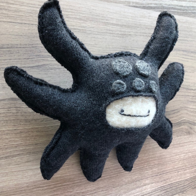 Spider Strange Foo Recycled Wool Sweater Plush Sighfoo Stuffie Softie Plushie Stuffed Creepy Art Doll Handmade Toy image 3