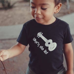 Black Ukulele Baby Toddler Kid Boy Girl Unisex TShirt Children's Graphic Tee Kawaii Cute Funny Music, Uke'n Do It Organic Shirt image 2