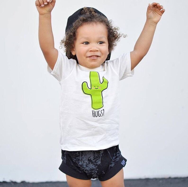 Natural Cactus Hug Baby Toddler Kid T-Shirt, Children's Graphic Tee, Kawaii, Cute, Funny Organic Triblend image 2