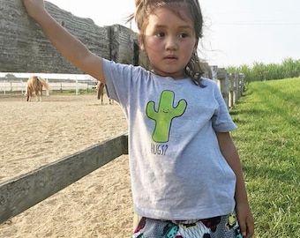 Light Heather Gray Saguaro Cactus Hug Baby Toddler Kid T-Shirt, Children's Graphic Tee, Kawaii Clothes, Cute, Funny Boy Girl Unisex Shirt