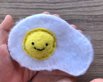 Tiny Happy Sunnyside Up Egg - Recycled Wool Sweater Sighfoo Food Kawaii Breakfast Imagination Toy