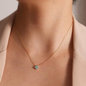 14K Gold Turquoise Clover Necklace: Lucky Four-Leaf Pendant