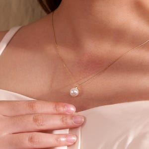 Single Real Pearl Necklace, Freshwater Pearl Pendent Necklace, Bridal Jewelry, Wedding Necklace, Daily Necklace, Bridesmaid Gift for Her