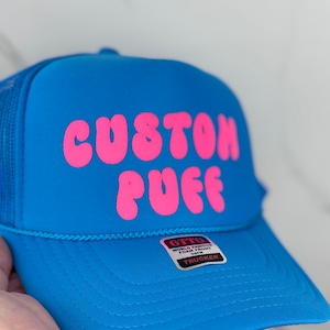 Custom Puff Hat, Puff Trucker Hat, Custom Foam Hat, Custom Party Hat, Puff Bachelorette Hat, Metallic Puff Hat, 3D Puff Hat, Puff Design Hat