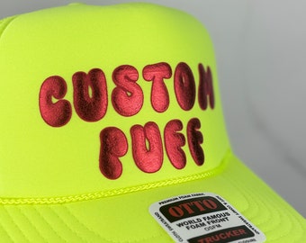 Custom Puff Hat, Puff Trucker Hat, Custom Foam Hat, Custom Party Hat, Puff Bachelorette Hat, Metallic Puff Hat, 3D Puff Hat, Puff Design Hat