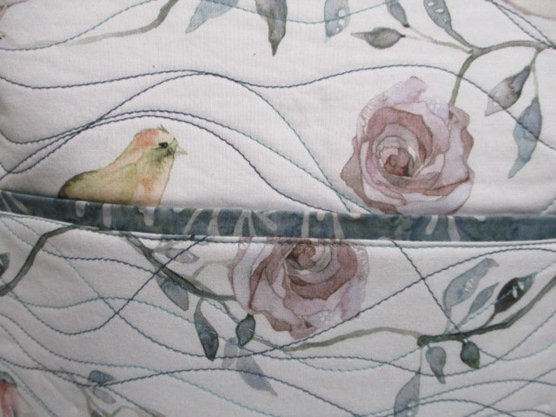 Birdsong Blooms Large Tote Bag in Teal & White image 4
