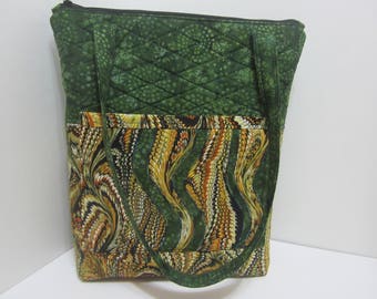 Swirled Gold and Green Batik  Roomy Tote Bag