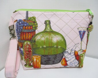 Vintage Wine Themed Wristlet/Purse