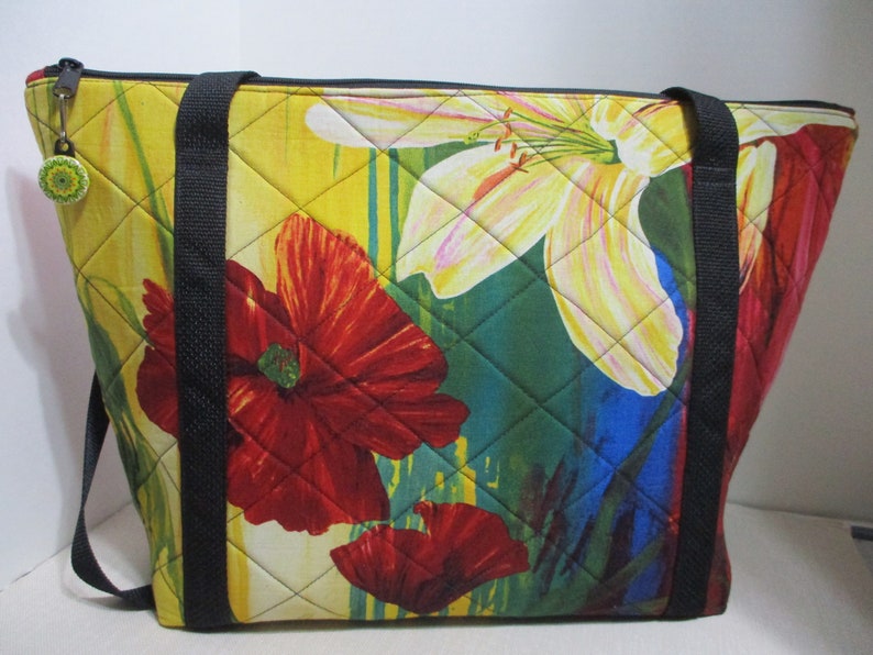 Tropical Quilted Tote/Overnight Bag/Carry On Bag image 2