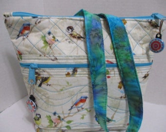 Bird Song Qulted Over the Body Purse