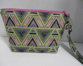 Mesmerizing Triangles Large Wristlet