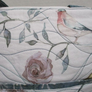 Birdsong Blooms Large Tote Bag in Teal & White image 5