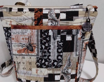 French Patchwork Quilted Spooky Halloween Purse