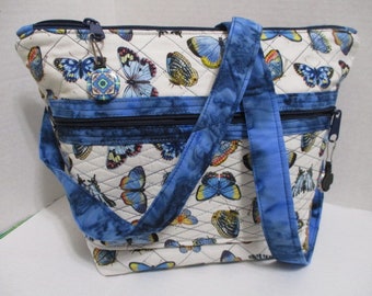 Happy Butterflies Day Trip Quilted Over the Shoulder Bag