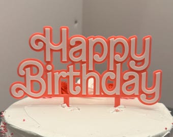 Girls Happy Birthday Cake Topper Sign | Doll Inspired Cake Topper | Girls Birthday | Girls Cake Topper | Kids Birthday | FDM/3D-Printed