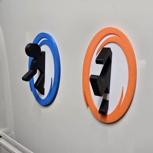 Portal Man Refrigerator Magnet | Portal 2 Inspired | Orange & Blue Portals | Birthday Gift | Game/Kids Decor | Game Magnet | FDM/3D-Printed