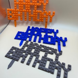 Topper di torta di carri di buon compleanno | LEGO compatibile | Topper per bambini / anniversario / compleanno | FDM/3D stampato