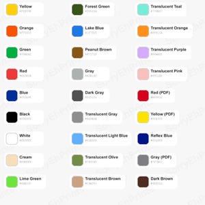 PETG Color Reference Sheet