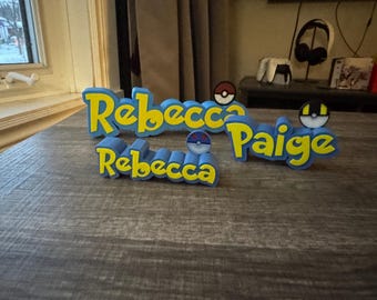 Personalisiertes Pokémon-inspiriertes 3D-Schild | Trainer-Namensschild | Kinderzimmer-Deko | Spielzimmer | FDM/3D-Druck