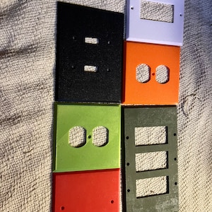 Square Plate Light Switch | Multicolored | Decora / Toggle / Duplex / Blank / 240v / Fan-Dimmer / HDMI-Displayport / USB | FDM/3D-Printed