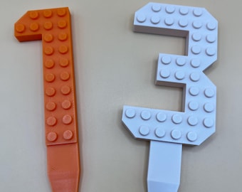 Décoration de Gâteau Chiffre en Briques | Compatible Briques LEGO | 1 2 3 4 5 6 7 8 9 0 | Fin ou Épais | Décoration Anniversaire Enfant ! |