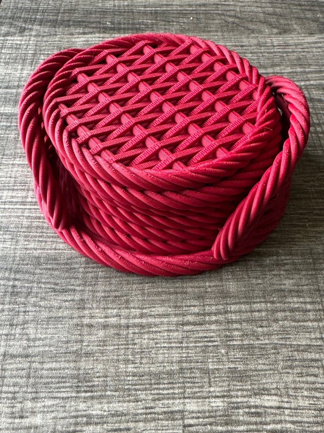 Woven Coasters | Woven Rope Design | Set of Six Coasters + Holder ...