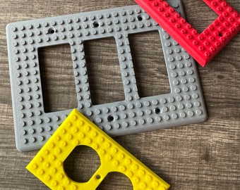 Abgerundeter Lichtschalter im Ziegelstein-Stil | LEGO Kompatibel | Decora / Kippschalter / Duplex | Einzeln, 2-Fach, 3-Fach Steckdose | FDM/