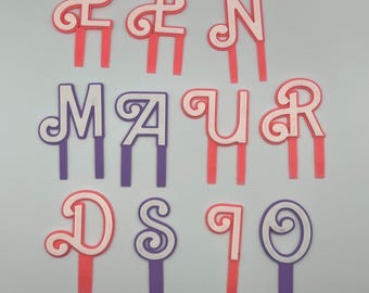 Custom Name Cake Topper | Letter Cake Topper | Kids Birthday | Doll Name Toppers | Pink Style Birthday | FDM/3D-Printed