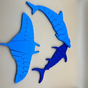 Flexi Aquatic Animals | Catfish / Viperfish / Dolphin / Boney Fish / Shark / Manti-ray / Krab | Kids n ADHD Fidget Toy | FDM/3D Printed