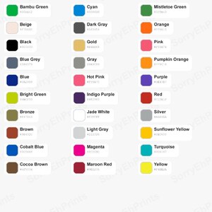 PLA Color Reference Sheet