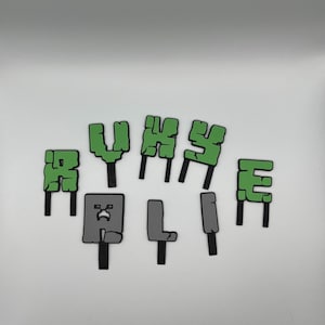 Adornos para tartas con nombre de MC | Minecraft inspirado | Adorno con nombre de cumpleaños para niños | Decoración para tartas