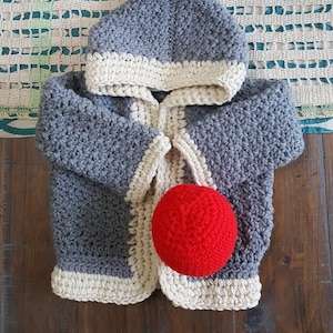 Hooded Crochet Sweater Cardigan: Gender Neutral Baby Jacket