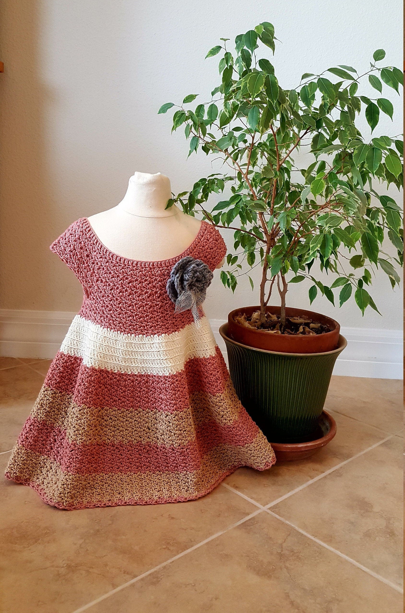 Crochet Dress PATTERN Like a Pink Cloud Dress sizes up to 8 Years
