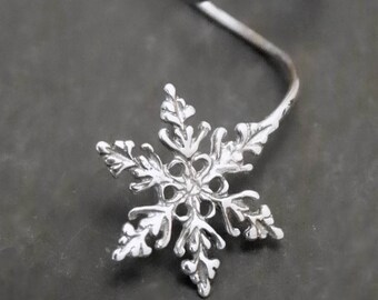 SNOWFALL Sterling Ear Cuff   Intricate 925 Silver Snowflake Ear Wrap