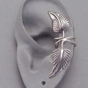 GREEN MAN Sterling Ear Cuff 925 Silver Woodland Leaf Ear Wrap