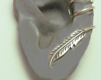 FEATHER Sterling Ear Cuff  925 Silver Ear Wrap