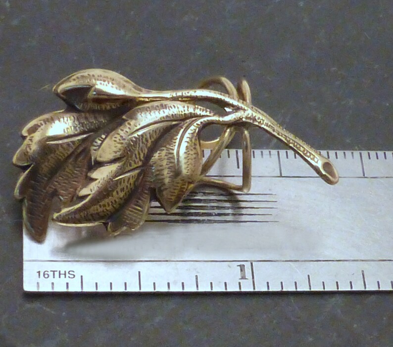 FALLING LEAVES EARCUFF Pair Two Handcrafted Golden Brass Ear Wraps image 5