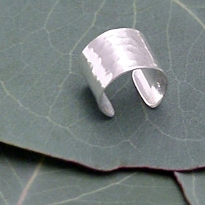 WIDE STERLING EARCUFF Handcrafted Sterling 925 Silver Hammered Ear Band